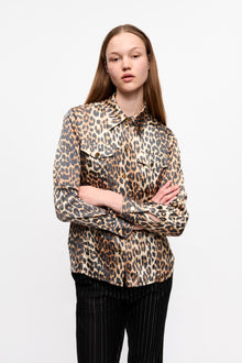 Printed Satin Shirt | Leopard
