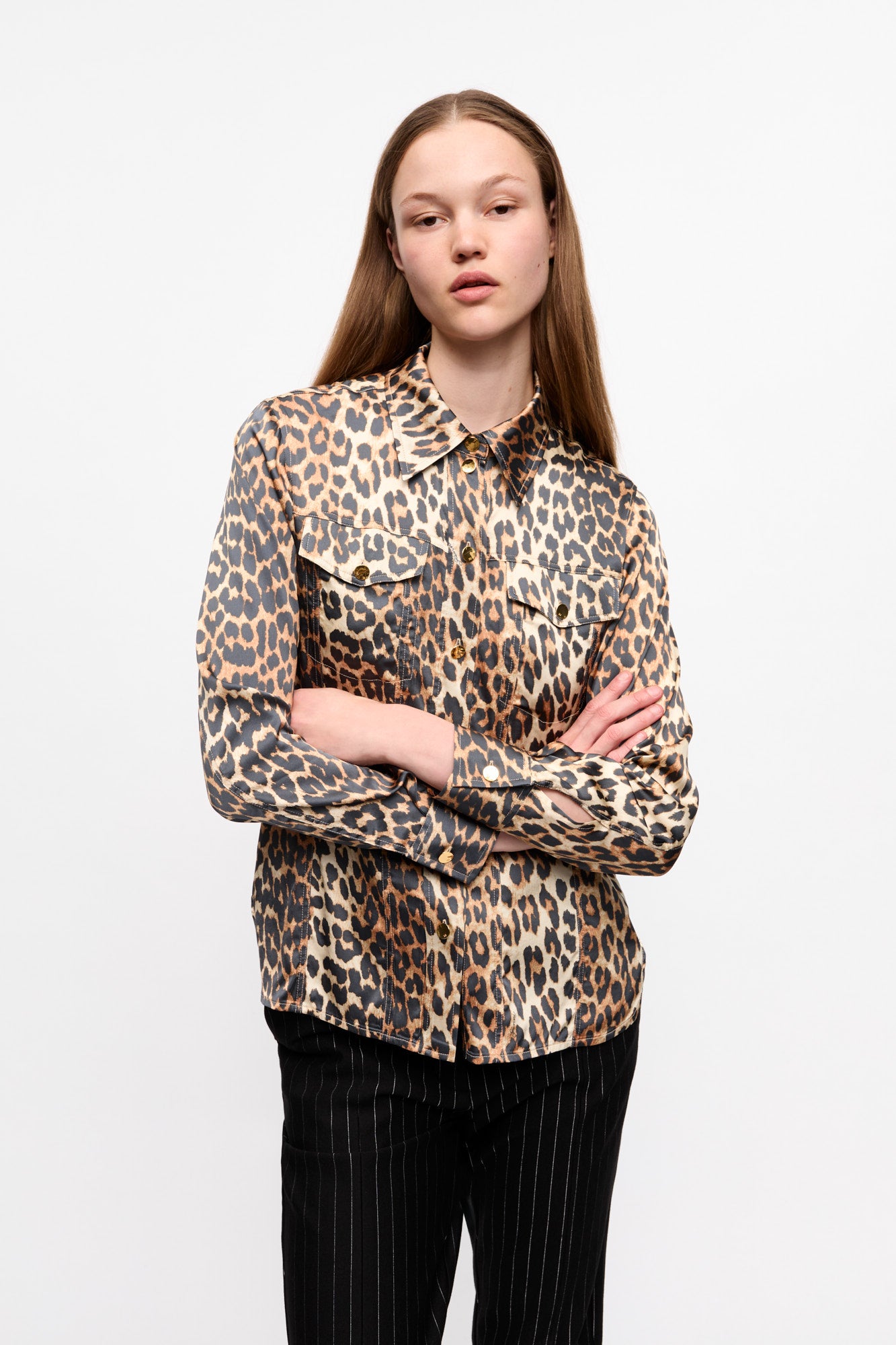 Printed Satin Shirt | Leopard