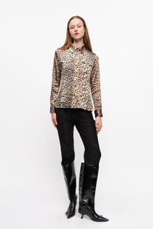 Printed Satin Shirt | Leopard