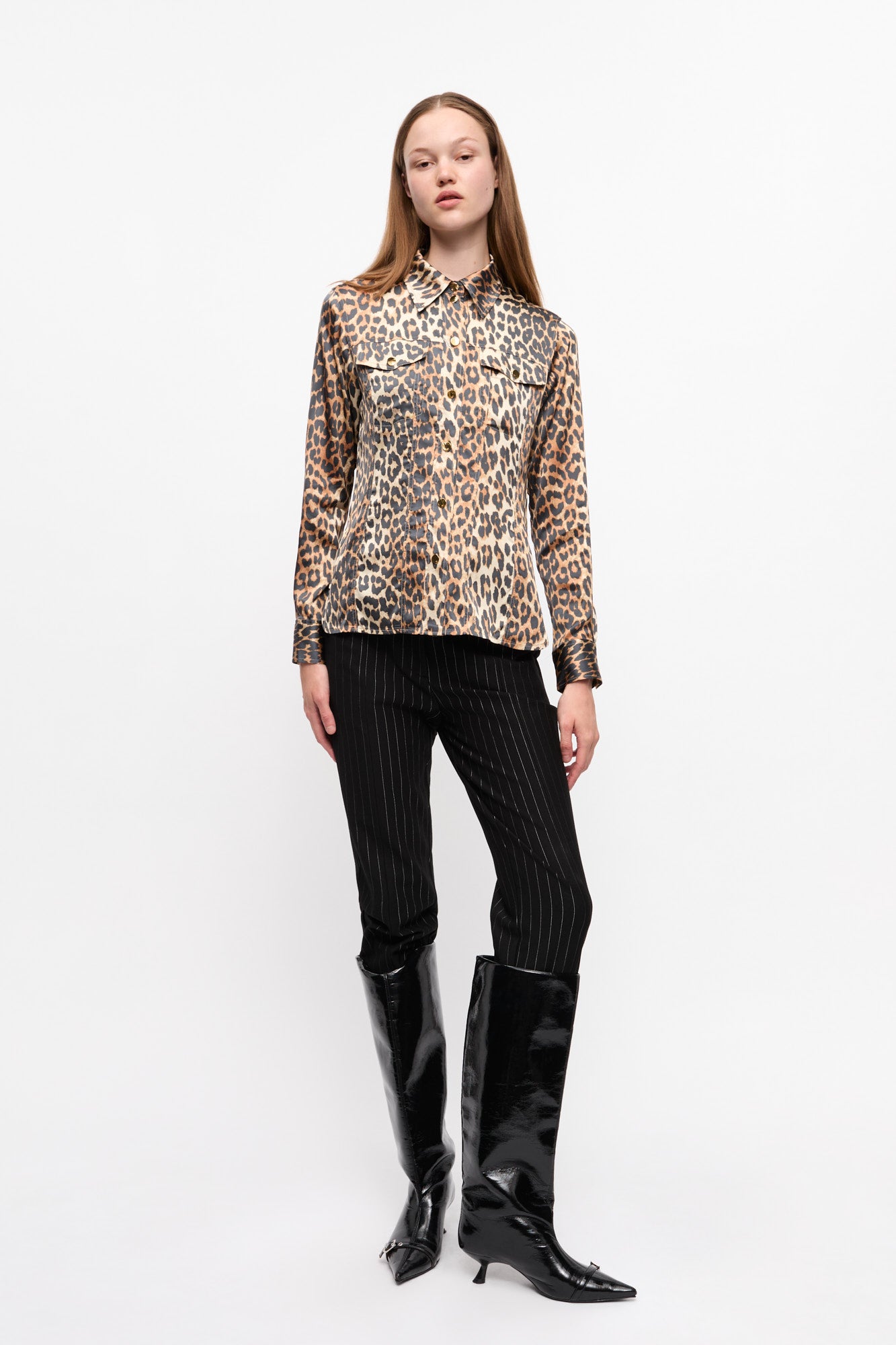 Printed Satin Shirt | Leopard