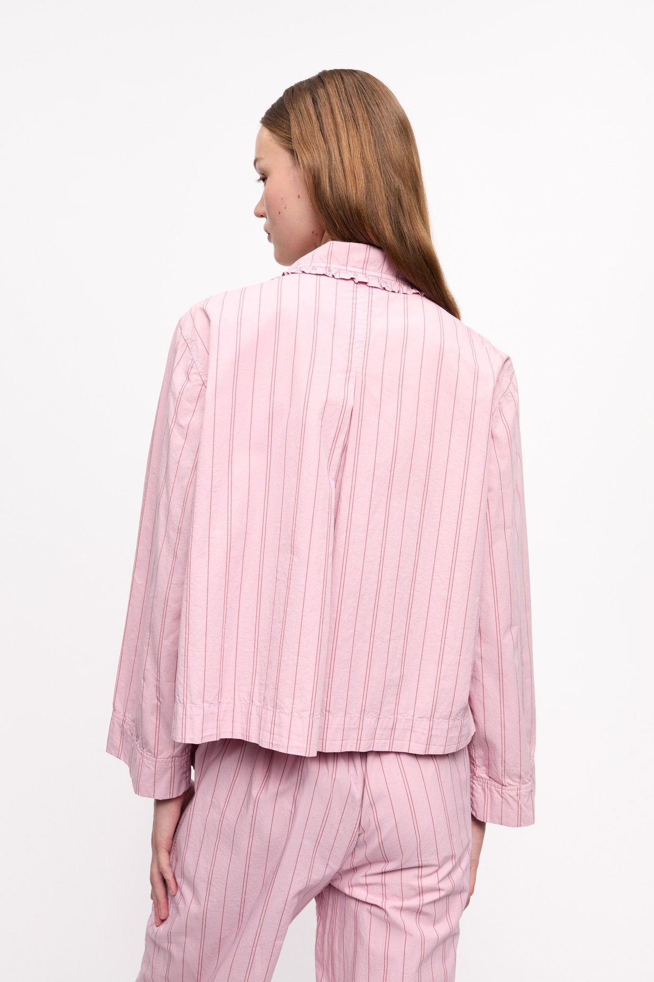 Stripe Cotton Pyjama Shirt | Lilac Sachet