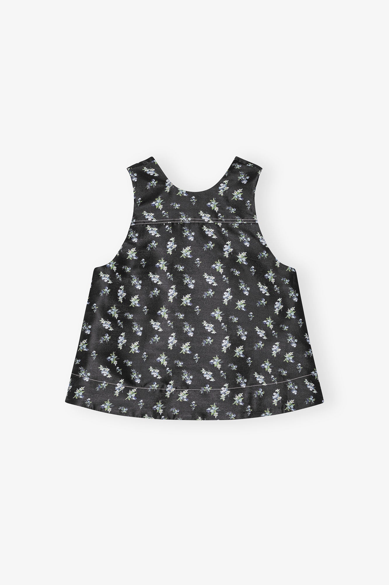 Floral Jacquard Sleeveless Top | Black