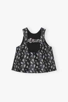 Floral Jacquard Sleeveless Top | Black