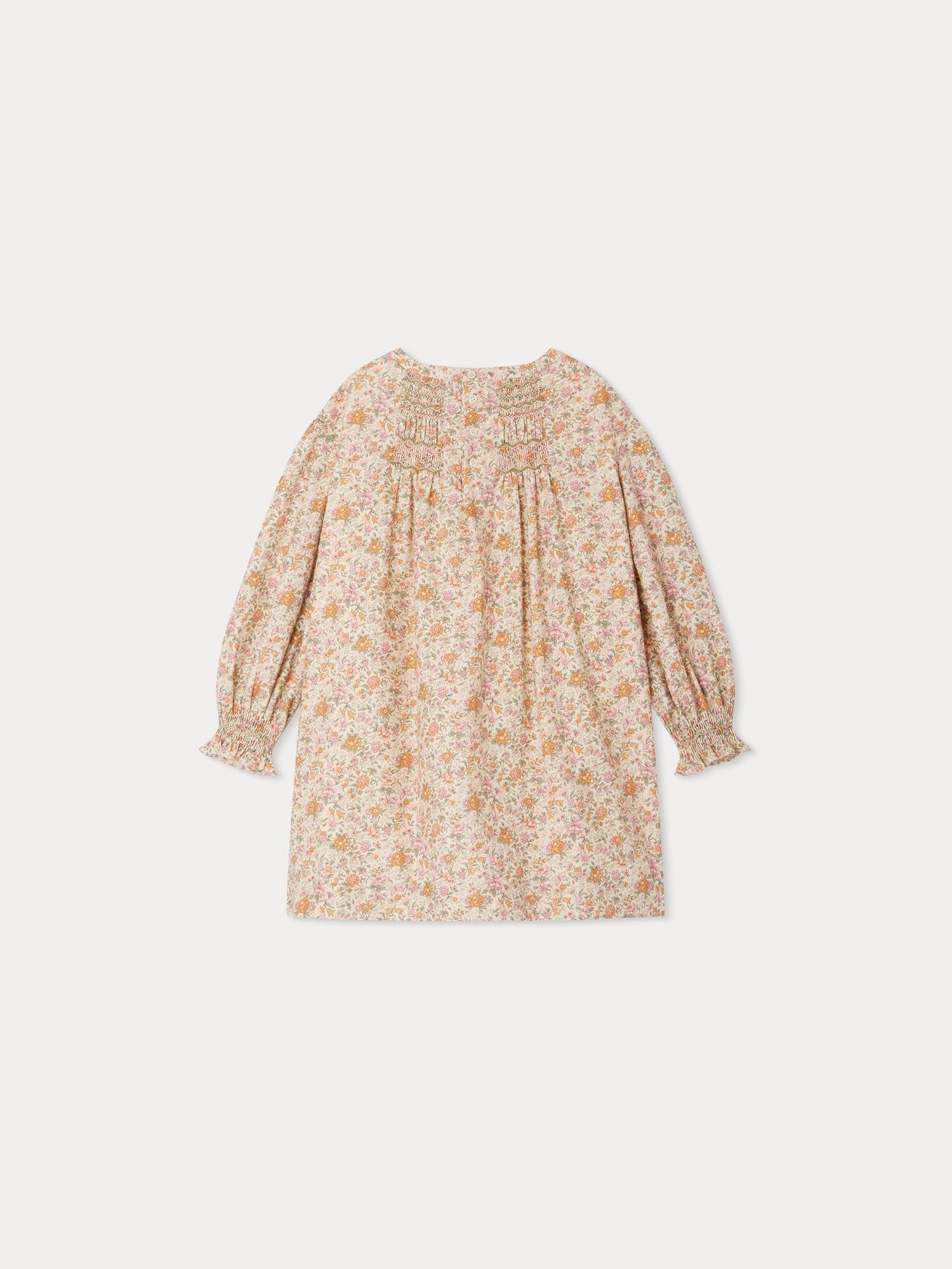 Girl | Divine Dress In Cotton And Wool Liberty Fabric | Baby Pink