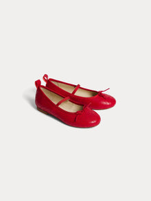 Girl | Soft Red Leather Ballet Flats | Red
