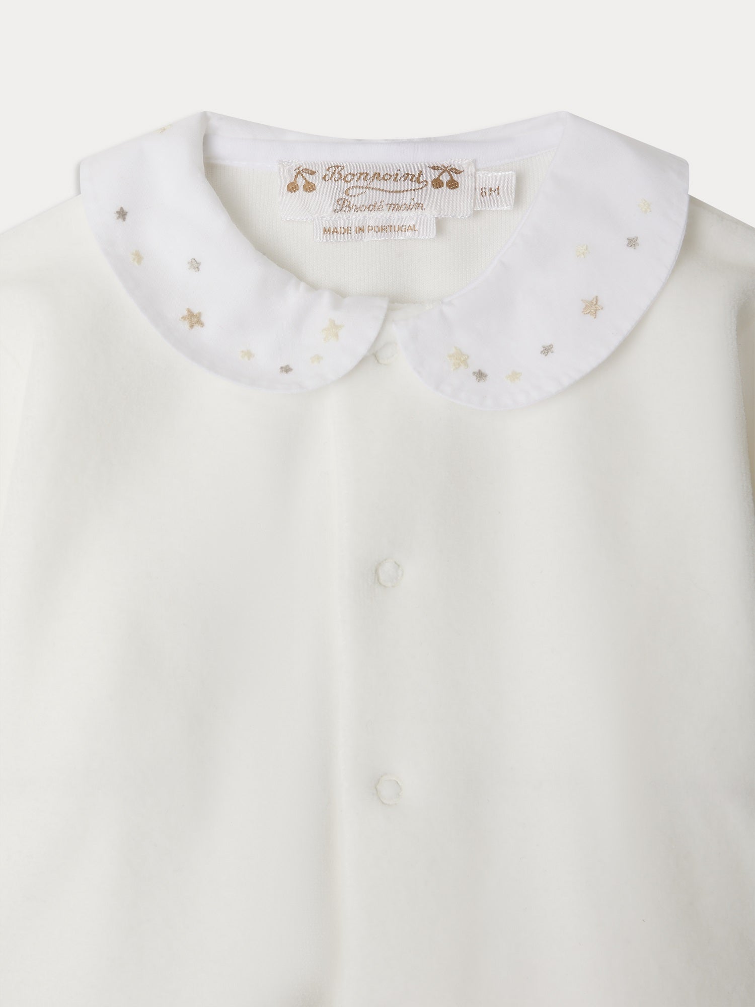 Unisex | Tintina Pajamas With Embroidered Star Pattern Collar | Sand