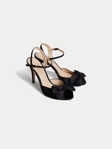 Women | Bonpoint X Vanessa Seward Ribbon Satin Sandals | Black