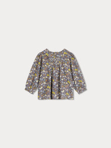 Girl | Julietti Smocked Blouse In Liberty Fabric | Slate Grey