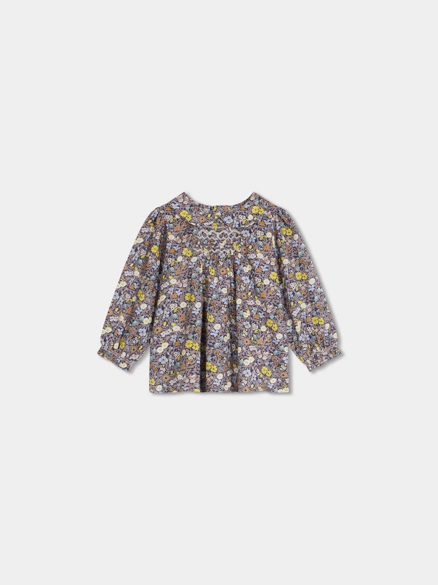 Girl | Julietti Smocked Blouse In Liberty Fabric | Slate Grey