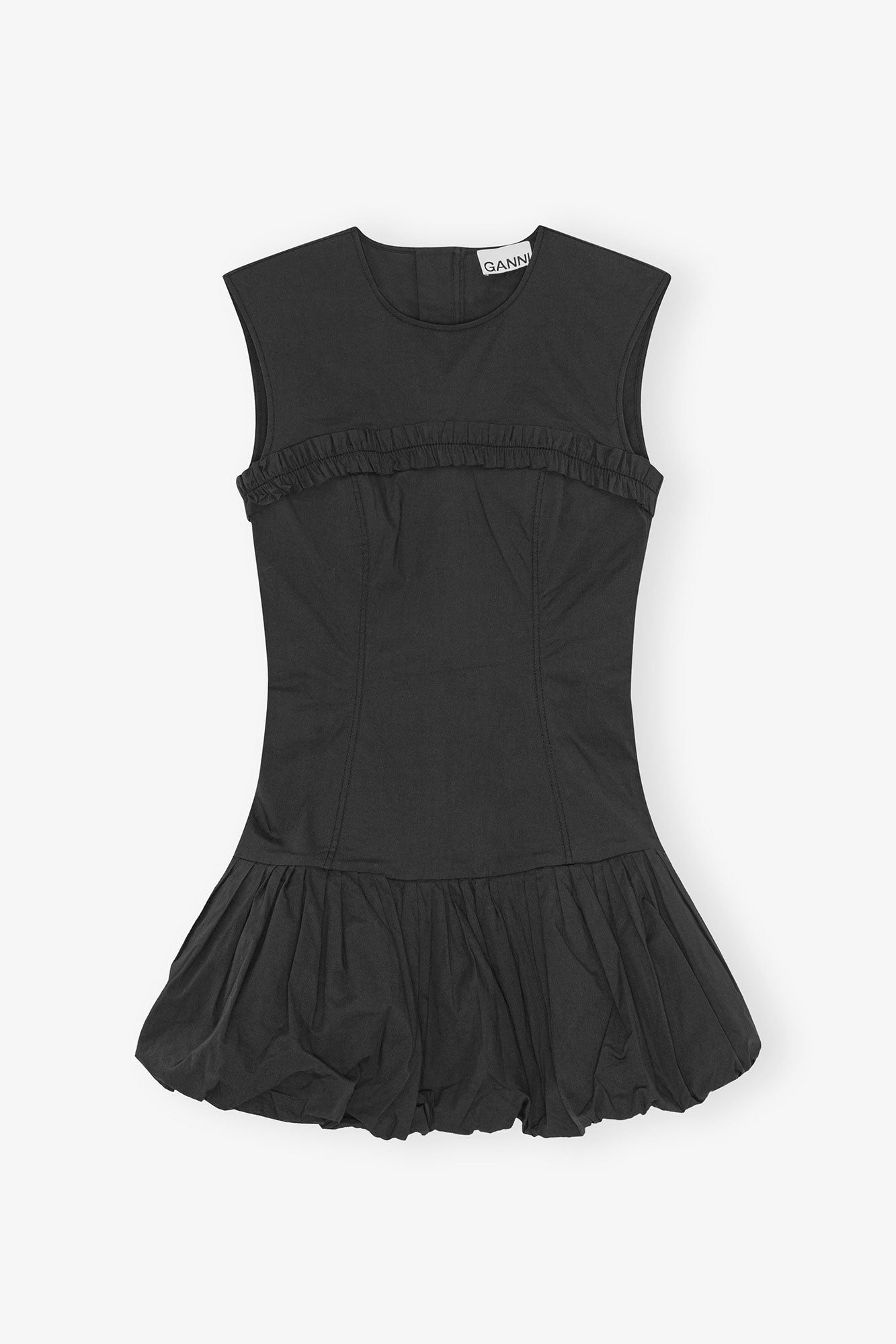 Stretch Cotton Corset Mini Dress | Black
