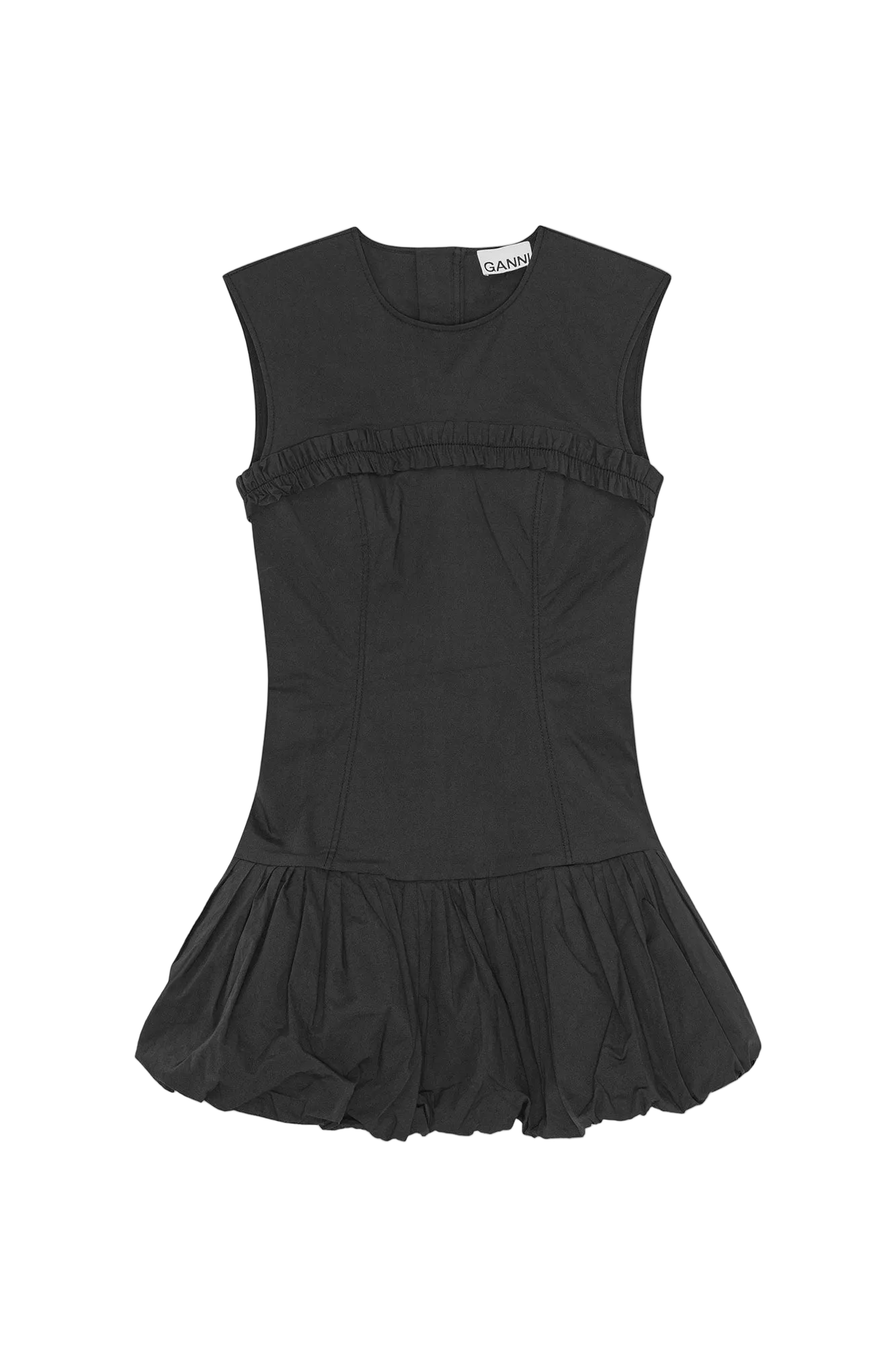Stretch Cotton Corset Mini Dress | Black