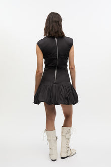 Stretch Cotton Corset Mini Dress | Black