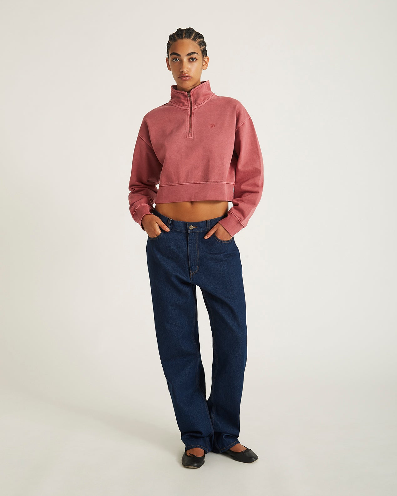 Rhubarb | Eldridge Fundamental Cropped Quarter Zip