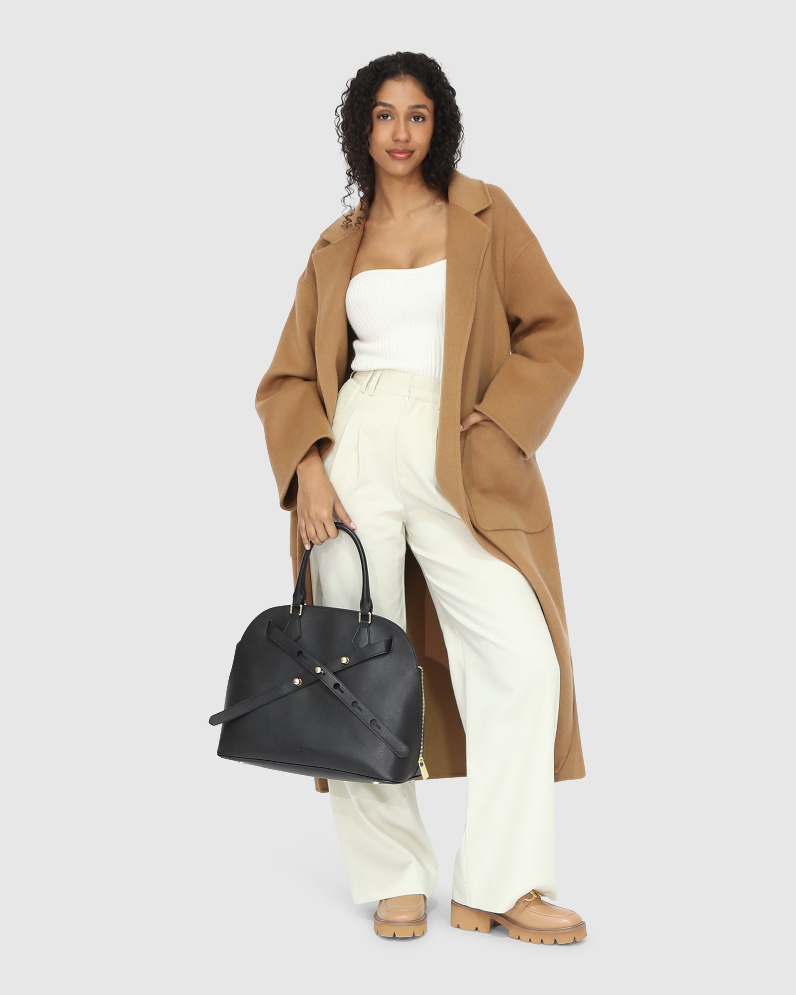 Wide Awake Split Hem Overcoat | Women | Camel