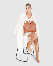 Wide Awake Split Hem Overcoat | Women | Cream