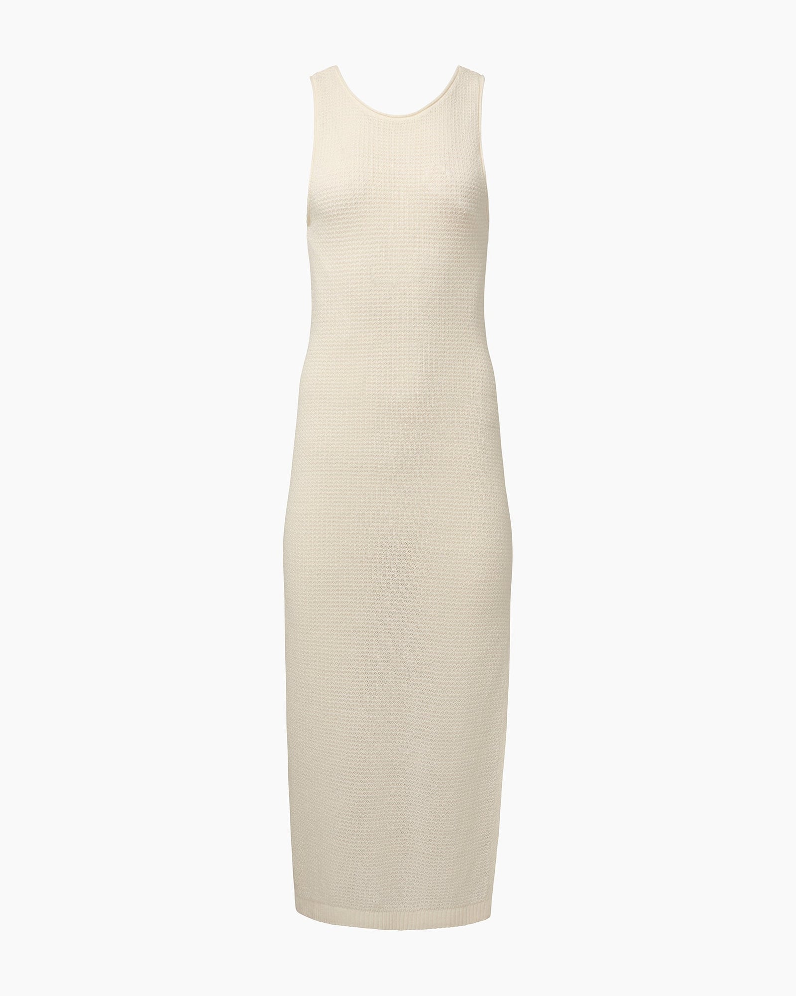 Womens | Linen Knit Scoop Back Maxi Dress | White
