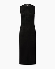 Womens | Linen Rib Tank Midi Dress | Black