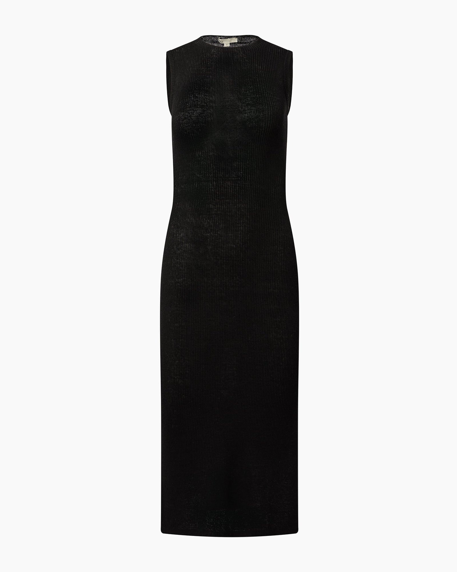 Womens | Linen Rib Tank Midi Dress | Black