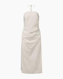 Womens | Air Linen Ruched Halter Dress | White