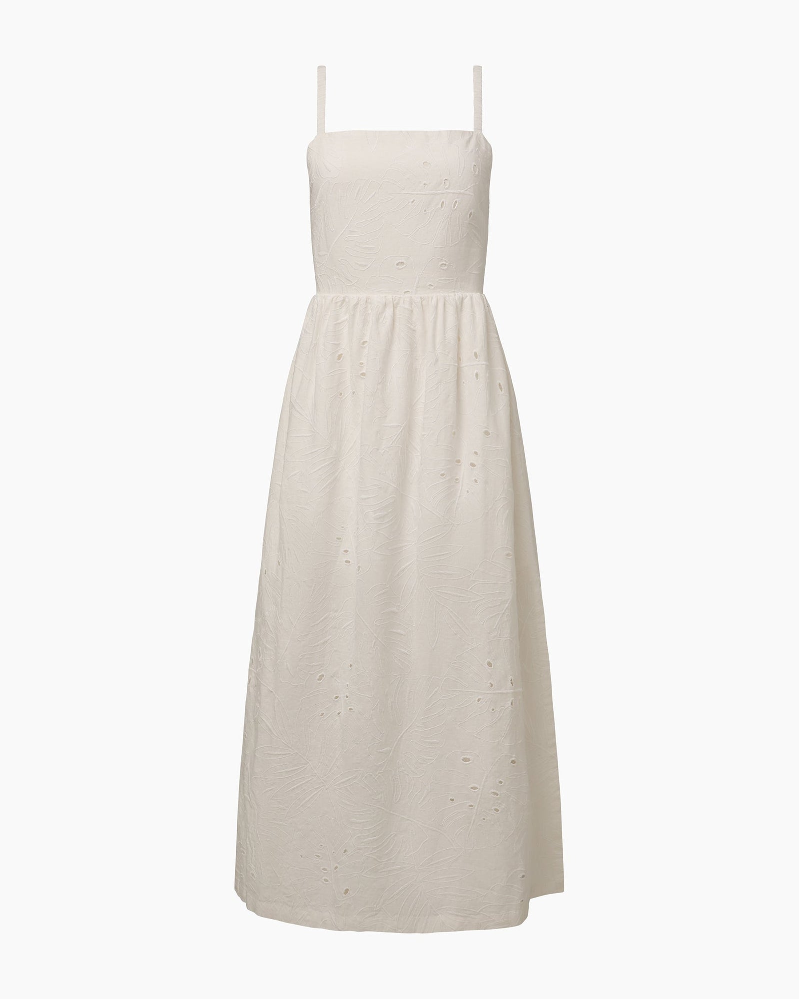 Womens | Air Linen Straight Neck Maxi Dress | White