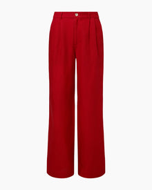 Womens | Air Linen Pleated Trouser | Dark Red
