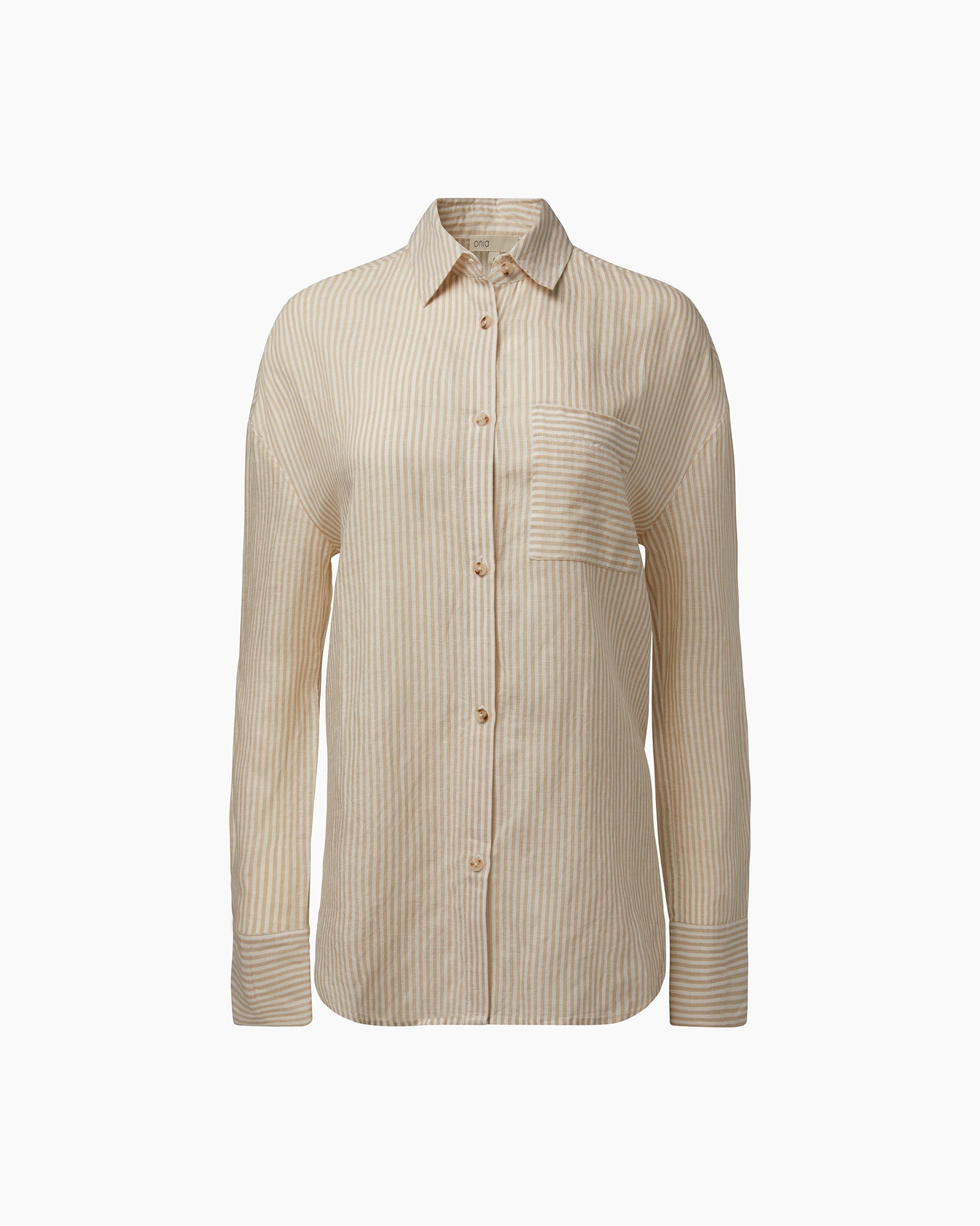 Womens | Air Linen Boyfriend Shirt | Jute/White