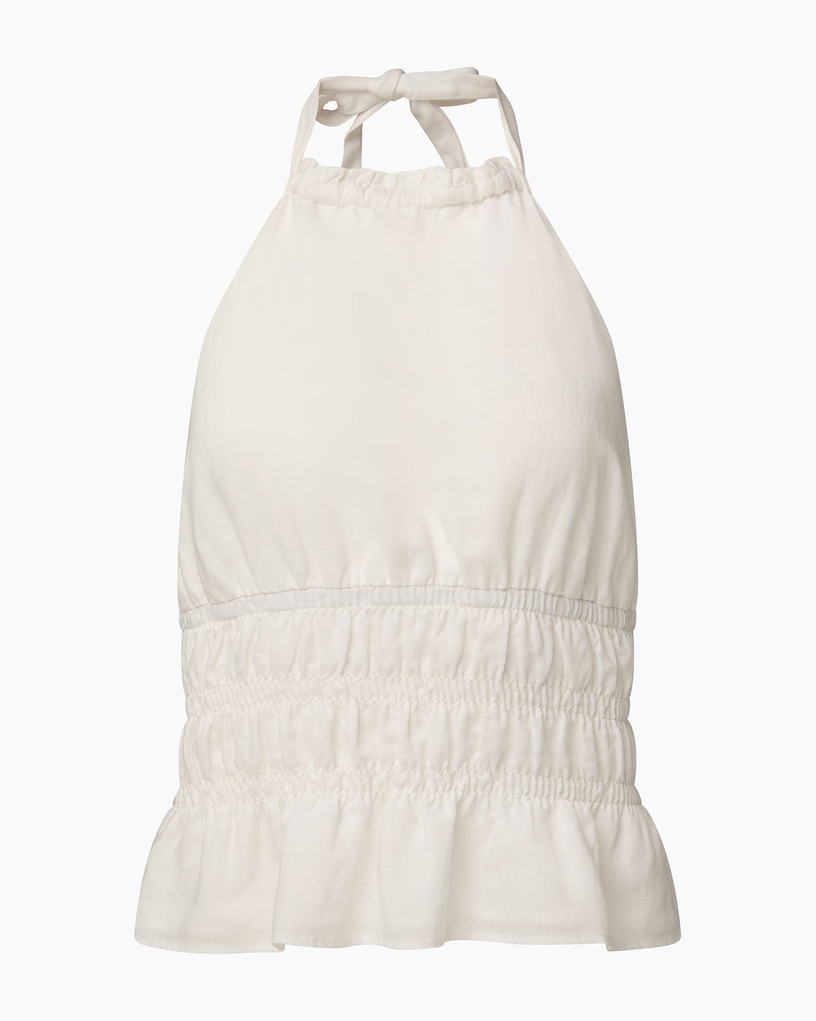 Womens | Air Linen Smocked Halter Top | White