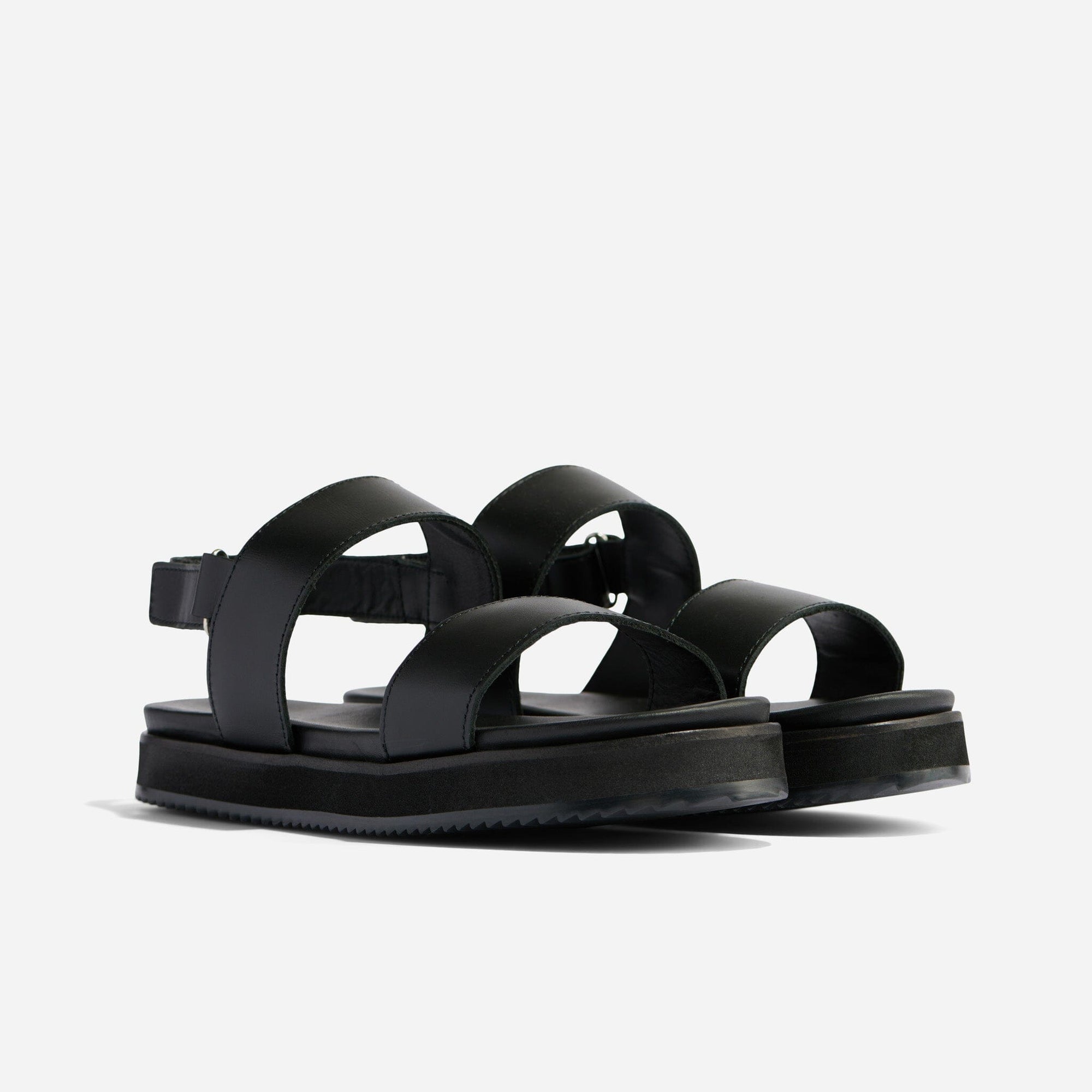 Go-To Flatform Sandal Black/Black Women's Leather Sandal Nisolo