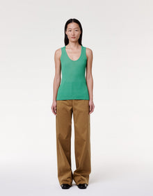 Another Tomorrow Wide Leg Pant in Fatigue – Cotton Women's Trousers