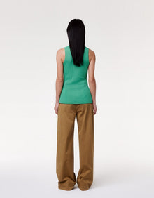 Another Tomorrow Wide Leg Pant in Fatigue – Cotton Women's Trousers