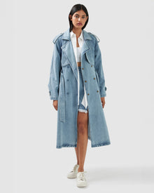 Wild Skies Denim Trench | Women | Stonewash