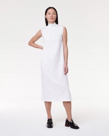 Another Tomorrow Luxe Seamed Dress in White – Cotton Women's Dress