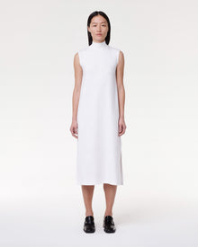 Another Tomorrow Luxe Seamed Dress in White – Cotton Women's Dress