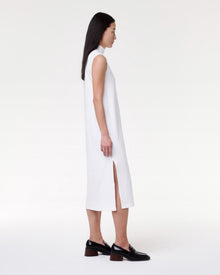 Another Tomorrow Luxe Seamed Dress in White – Cotton Women's Dress