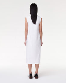 Another Tomorrow Luxe Seamed Dress in White – Cotton Women's Dress