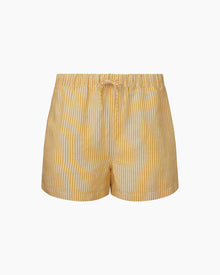 Womens | Air Linen Elastic Drawstring Short | Burnt Sun/White