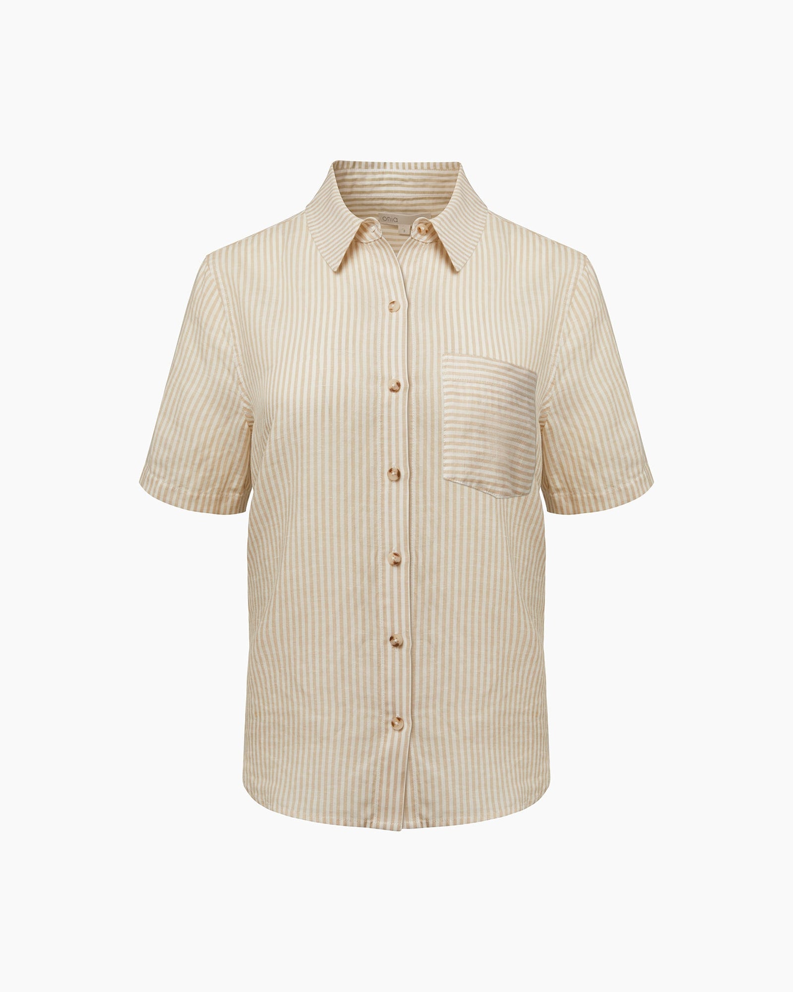 Womens | Air Linen Short Sleeve Shirt | Jute/White