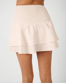 Smocked Ruffle Mini Skirt | Ivory