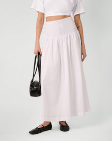 Drop Waist Maxi Skirt | Classic White