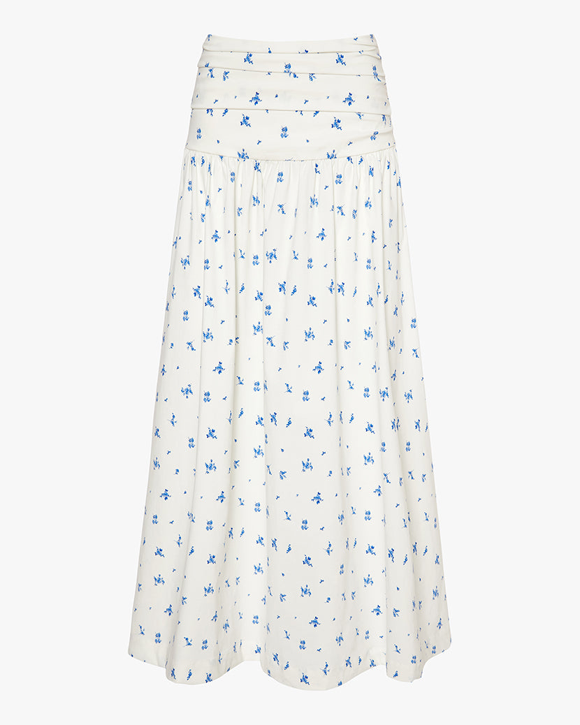 Ruched Waist Midi Skirt | Sky