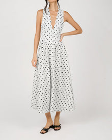 Button Front Scallop Dress | White/Black