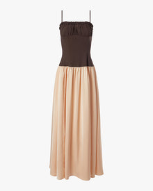 Ruffle Corset Maxi Dress | Chestnut/Blush
