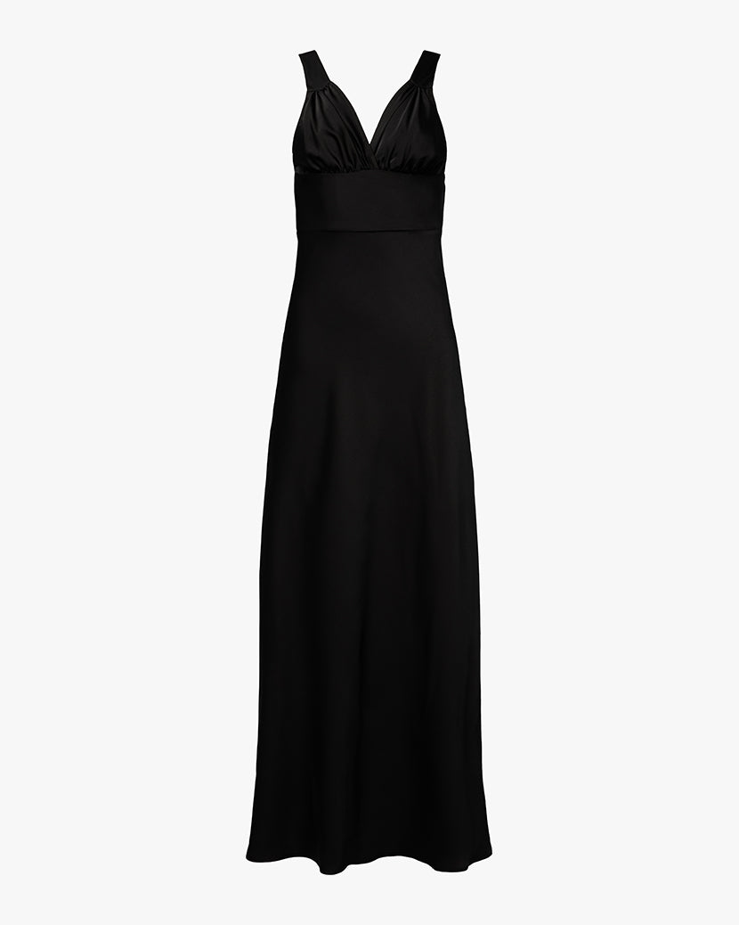 Ruched Cup Slip Maxi Dress | Black