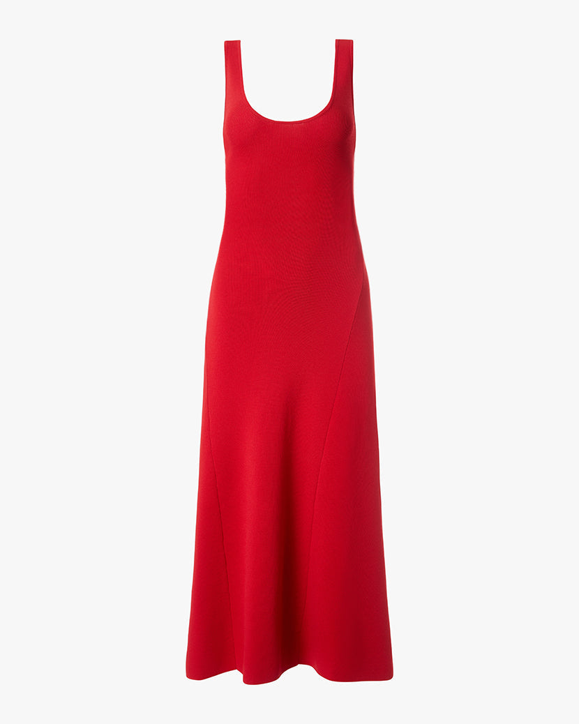 Scoop Neck Midi Dress | Red