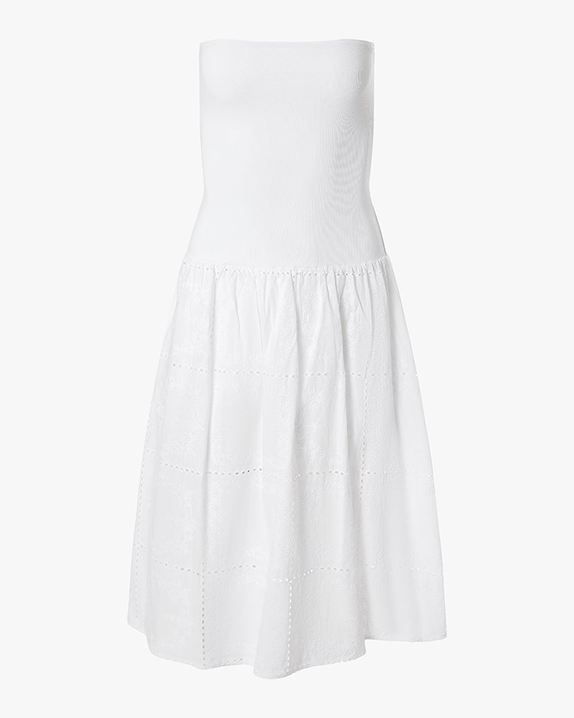 Ribbed Cotton Midi Dress | White (V1)