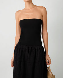 Ribbed Cotton Midi Dress | Black