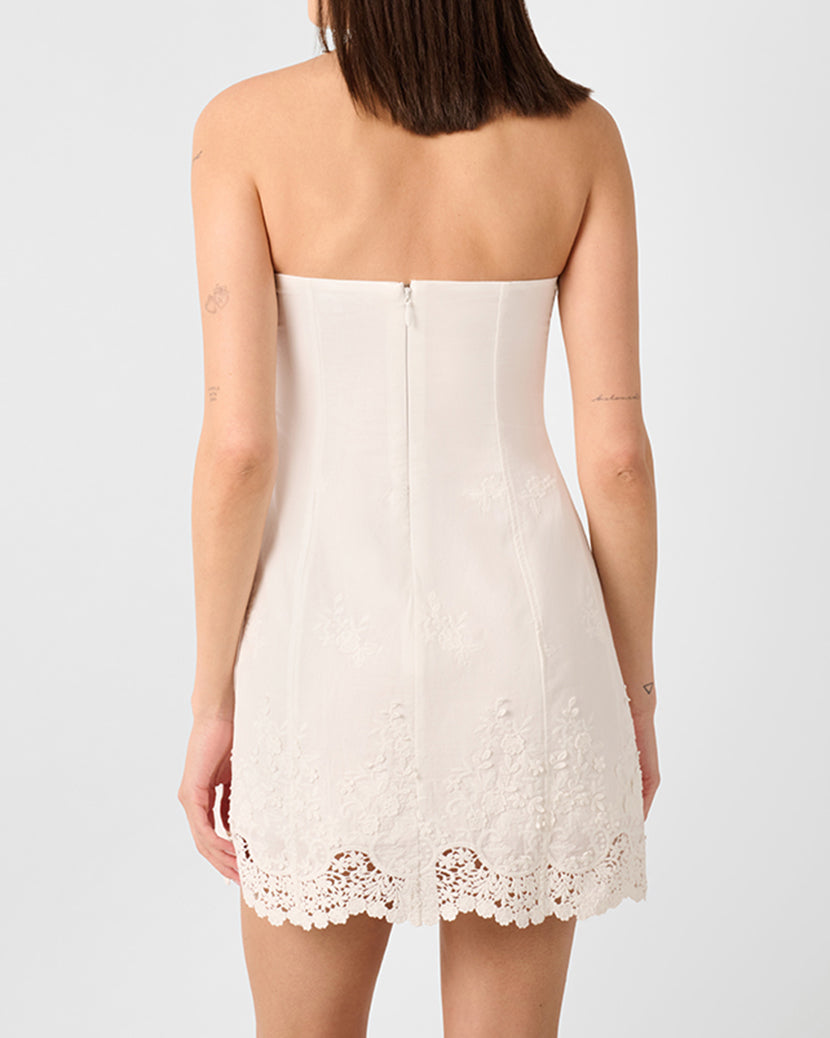 Strapless Peplum Mini Dress | Ivory