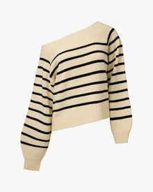 Off Shoulder Sweater | Black/Antique White