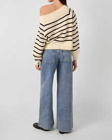 Off Shoulder Sweater | Black/Antique White