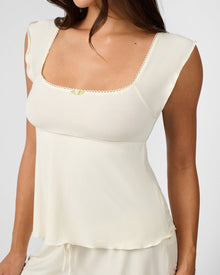 Square Neck Babydoll Top | Antique White
